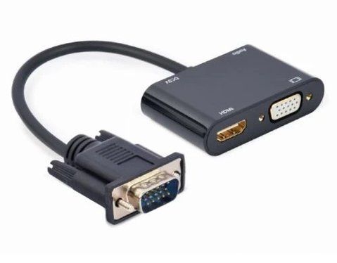 Переходник VGA (M) - HDMI (F) / VGA (F), Cablexpert, Black, 15 см (A-VGA-HDMI-02) 258256 фото