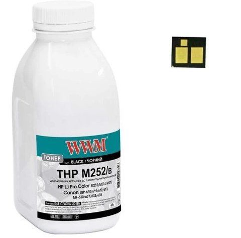 Тонер + чип HP CLJ Pro M252/M452/M552/M553, Canon LBP-610/710, Black, 45 г, WWM (045-CF400A-201Bk) 248351 фото