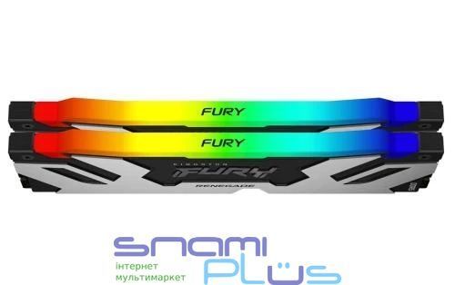 Пам'ять 48Gb x 2 (96Gb Kit) DDR5, 6000 MHz, Kingston Fury Renegade RGB, Black/Silver (KF560C32RSAK2-96) 275809 фото