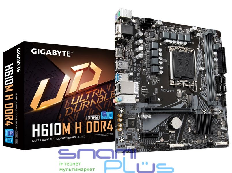 Мат.плата LGA1700, Gigabyte H610M H DDR4, H610, 2xDDR4, Int.Video(CPU), 4xSATA3, 1xM.2, 1xPCI-E 16x 4.0, 1xPCI-E 1x 3.0, ALC997, GLan, 4xUSB3.2/8xUSB2.0, VGA/HDMI, MicroATX 246425 фото