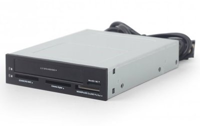 Кардридер внутрішній 3.5' Gembird, Black, SD/MMC/microSD/M2/MS, відсік для 1x2.5' HDD/SSD (FDI2-ALLIN1-03) 208283 фото