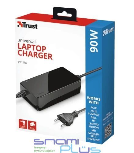 Блок живлення Trust Primo для ноутбуків універсальний 90W Black (22142) 198781 фото