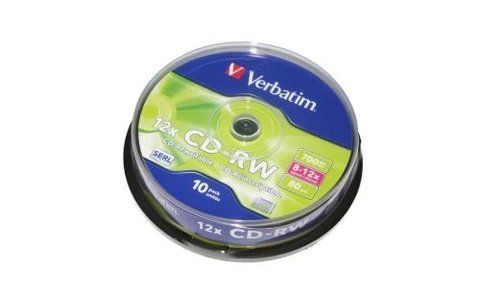 Диск CD-RW 10 Verbatim, 700Mb, 12x, Cake Box (43480) 125679 фото