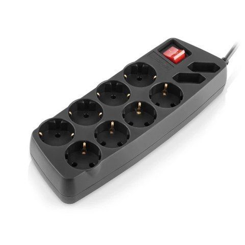 Фильтр сетевой REAL-EL RS-10 Protect, 10 розеток, 1.8 м, Black (EL122300038) 304936 фото