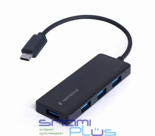 Хаб USB Gembird UHB-CM-U3P4-02, Black 296471 фото