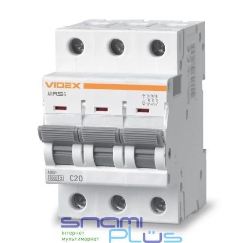 Автоматический выключатель Videx RS6 "RESIST", White, 20A, 6000A, 400V, 3 полюса (VF-RS6-AV3C20) 272958 фото