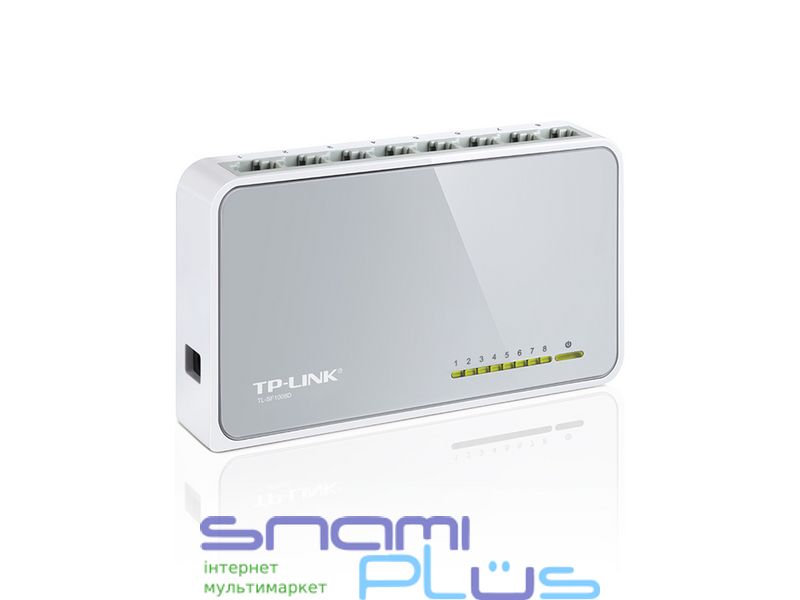 Коммутатор TP-LINK TL-SF1008D, White/Gray, 8-портовый, 10/100 Мбит/с, неуправляемый, пластиковый корпус 106555 фото