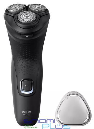 Електробритва Philips S1141/00 Shaver 1100, Black, роторна, сухе гоління, 3 головки, чистка під струменем води, леза PowerCut, гнучкі головки 4D, акумулятор/мережа 274876 фото