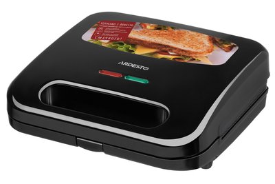 Бутербродниця Ardesto SM-H110BSN, Black, 700Вт, тип пластин: трикутні сендвічі 4шт, антипригарне покриття, індикатор готовності до приготування 247766 фото