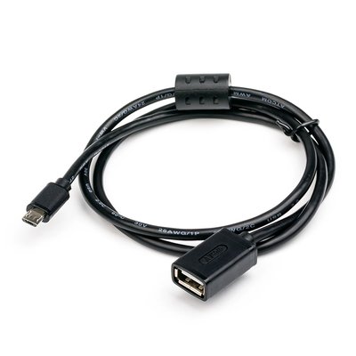 Кабель USB 2.0 - 0.8м AF/Micro 5P OTG ATcom, подовжувач, чорний 96104 фото