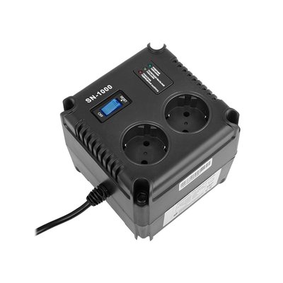 Стабілізатор Gemix SN-1000 1000VA (700 Вт), вход. напряжение 140-260В, вых напряжение 220В + - 6,8% 50 Гц, цифровые индикаторы 169606 фото