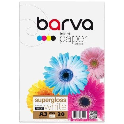 Фотобумага Barva, суперглянцевая, A3, 255 г/м&sup2;, 20 л, серия "Profi" (IP-R255-062) 115751 фото