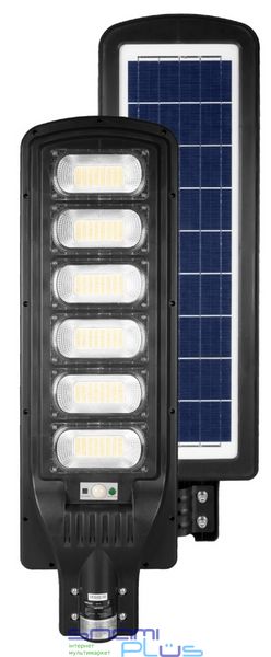 Уличный LED фонарь Gemix GE-300, автономный, 300 Вт, 6000K, датчик движения, аккумулятор LiFePO4 (3.2V / 24Ah), солнечная панель (18 Вт, 4.5V), IP65, пульт ДУ 289001 фото