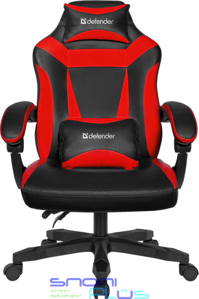 Ігрове крісло Defender Master, Black/Red, екошкіра, колеса 50 мм, до 140 кг (64359) 245814 фото