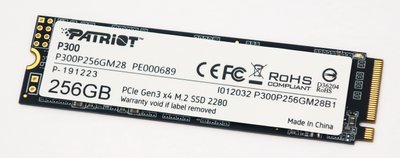 Твердотільний накопичувач M.2 256Gb, Patriot P300, PCI-E 3.0 x4, 3D TLC, 1700/1100 MB/s (P300P256GM28) 191607 фото