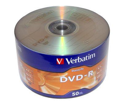 Диск DVD-R 50 Verbatim, 4.7Gb, 16x, Data Life, Wrap (43791) 132506 фото