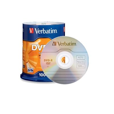 Диск DVD-R 100 Verbatim, 4.7Gb, 16x, Cake Box (43549) 116452 фото
