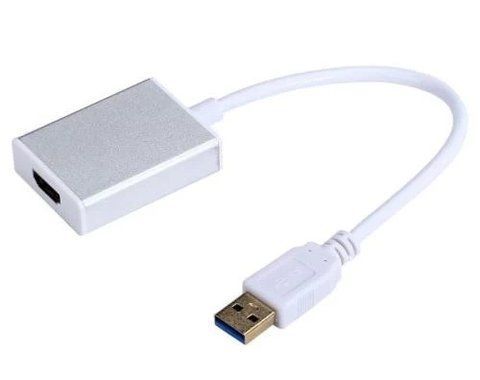 Переходник USB 3.0 (M) - HDMI (F), Dynamode, White, 15 см (USB3.0-HDMI) 282945 фото