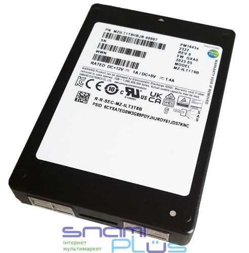 Твердотільний накопичувач SSD 1.92Tb, Samsung PM1643a, SAS, 2.5', 3D TLC, 2100/1800 МБ/с (MZILT1T9HBJR-00007) 241895 фото