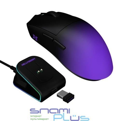 Мышь беспроводная Hator Hellyberry HM47 Pro, Black/Violet, док-станция 326637 фото