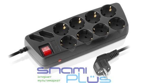 Фильтр сетевой REAL-EL RS-10 Protect, 10 розеток, 5 м, Black (EL122300040) 304938 фото