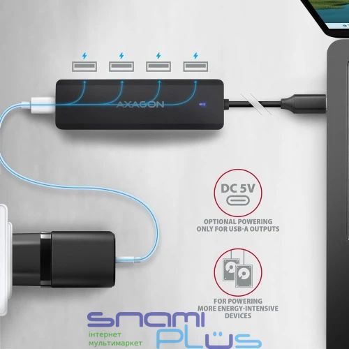 Хаб USB Axagon HUE-C1C, Black 319450 фото