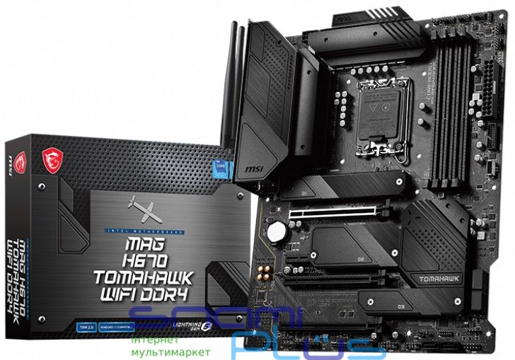 Мат.плата LGA1700, MSI MAG H670 TOMAHAWK WIFI DDR4, H670, 4xDDR4, CrossFire, Int.Video(CPU), 6xSATA3, 3xM.2, 3xPCI-E 16x 5.0, 1xPCI-E 1x 3.0, ALC897, I225V, WiFi 6, Bluetooth 5.2, 7xUSB3.2/10xUSB2.0, HDMI/DP, ATX 253743 фото