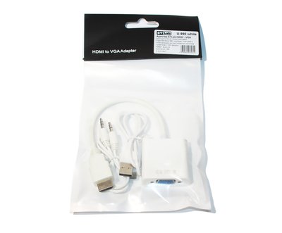 Адаптер HDMI (M) - VGA (F), STLab U-990 White, 20 см, аудіокабель для передачі стереозвуку 155459 фото
