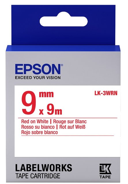 Картридж Epson LK3WRN, White/Red, LW-300/400/700/900, 9 мм / 9 м, стандартна стрічка (C53S653008) 233919 фото