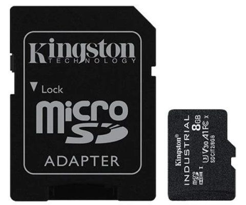 Карта пам'яті microSDHC, 8Gb, Kingston Industrial, SD адаптер (SDCIT2/8GB) 290091 фото