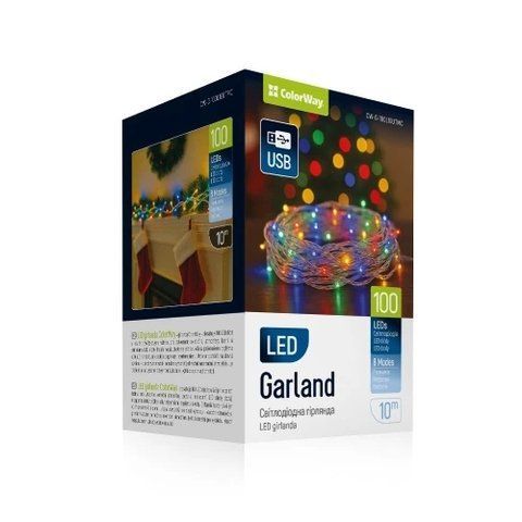 Гирлянда светодиодная ColorWay, 100 LED, разноцветная, 10 м, USB (CW-G-100L10UTMC) 319670 фото