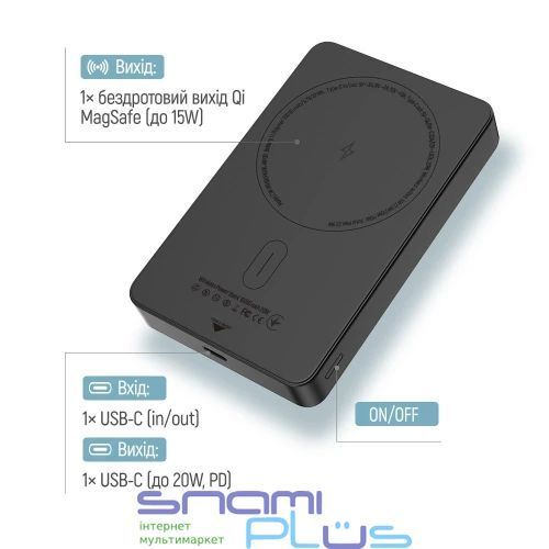 Універсальна мобільна батарея 10000 mAh, ColorWay, Black, 20 Вт (CW-PB100LPA1BK-WPDD) 323769 фото