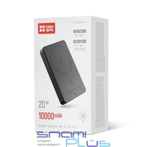 Універсальна мобільна батарея 10000 mAh, ColorWay, Black, 20 Вт (CW-PB100LPA1BK-WPDD) 323769 фото