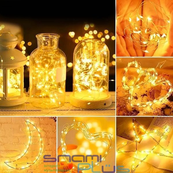 Гирлянда светодиодная ColorWay "Струна", 100 LED, White, 10 м, 3xAAA (CW-G-100L10NB) 297113 фото