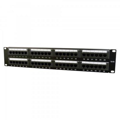Патч-панель 48 портів, 19', Cablexpert, 2U, Cat.5e, UTP, Black (NPP-C548CM-001) 208122 фото