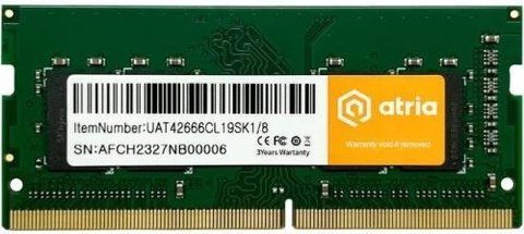 Память SO-DIMM, DDR4, 8Gb, 2666 MHz, Atria, 1.2V, CL19 (UAT42666CL19SK1/8) 271579 фото
