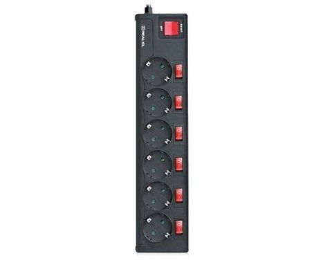 Фильтр сетевой REAL-EL RS-6 Extra, 6 розеток, 5 м, Black (EL122300003) 304940 фото