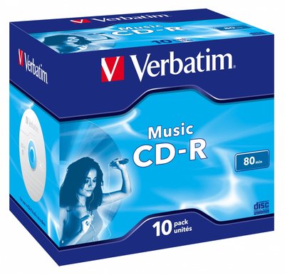 Диск CD-R Jewel Case, Verbatim 'Music', 80 min, 16x, 10 шт (43365) 134323 фото