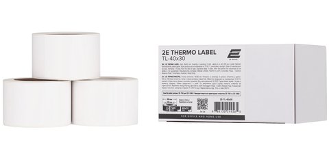 Термоетикетки 2E TL-40x30, 500 шт, 3 рулоні (2E-TL-40X30) 254198 фото