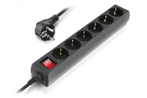 Фильтр сетевой REAL-EL RS-6 Protect M, 6 розеток, 1.8 м, Black (EL122300032) 304941 фото