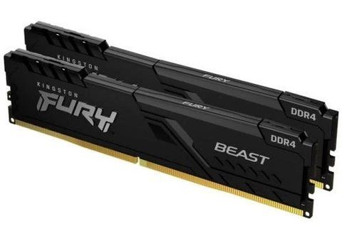 Память 8Gb x 2 (16Gb Kit) DDR4, 3200 MHz, Kingston Fury Beast, Black (KF432C16BBK2/16) 228269 фото