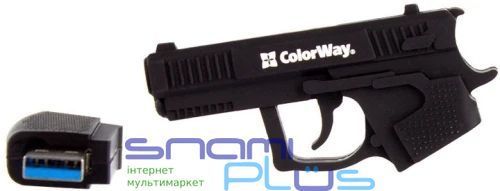 Флеш накопичувач USB 64Gb ColorWay "Pistol", Black, USB 3.0 (CW-USBPL64) 319181 фото