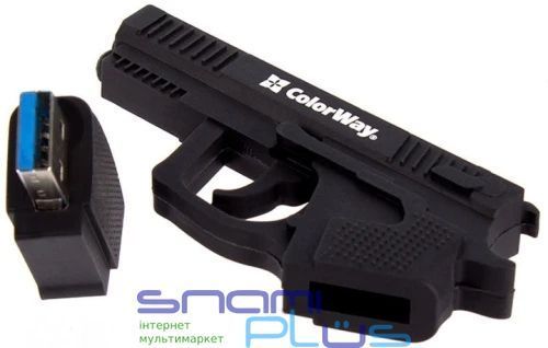 Флеш накопичувач USB 64Gb ColorWay "Pistol", Black, USB 3.0 (CW-USBPL64) 319181 фото