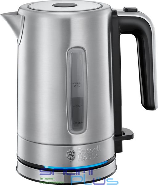 Электрочайник Russell Hobbs 24190-70, Grey, 2200W, 0.8L, индикатор уровня воды, нержавеющая сталь, пластик, защитный кожух с защитой от коррозии, корпус 260458 фото