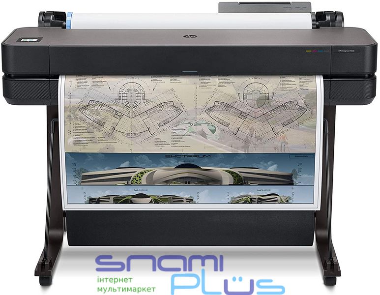 Принтер струйный цветной A0+ HP DesignJet T630 36', Black, WiFi, 1200x2400 dpi, до 30 сек/стр (формат A1), рулоны 279 - 914 мм, USB / Lan, картриджи 712 (5HB11A) 223110 фото