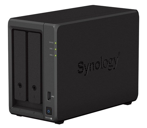 Мережеве сховище Synology DiskStation DS723+, Black, 2Gb DDR4 ECC, 2x3.5'/2.5' SATA, 2xM.2 NVMe, 2xGBe LAN, 1xUSB3.2, 1 x eSATA, 166x106x223 мм, 1.51 кг 264518 фото