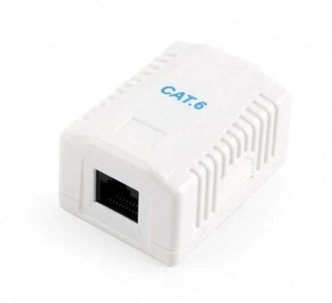 Розетка RJ45 (сетевая), 1-портовая UTP, белая, 6E категория, Cablexpert (NCAC-1U6-01) 208650 фото