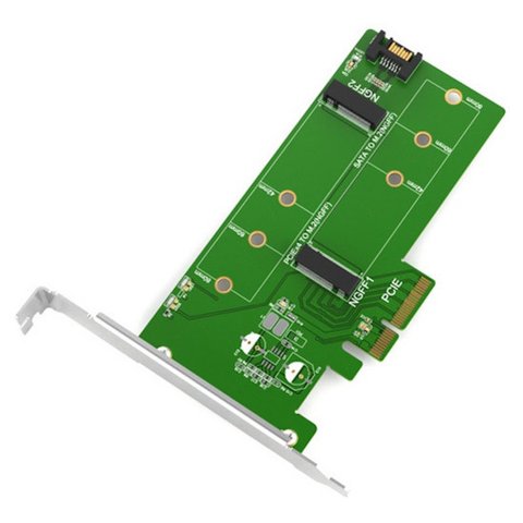 Плата-адаптер Maiwo, PCI-E 4x, для 1 x SSD M.2 (ключ M, NVMe) + 1 x SSD M.2 (ключ B, SATA3) (KT015) 269444 фото