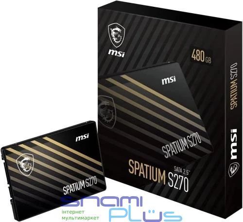 Твердотельный накопитель SSD 480Gb, MSI Spatium S270, SATA3, 2.5" (S78-440E350-P83) 265911 фото