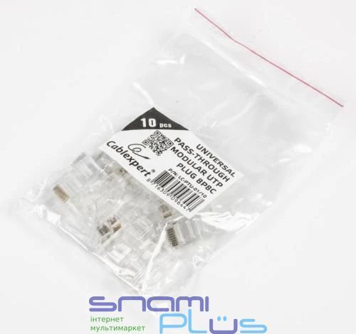 Коннектор RJ45, UTP, 10 шт, Cablexpert, модульная вилка со сквозными отверстиями (LC-PTU-01/10) 208330 фото